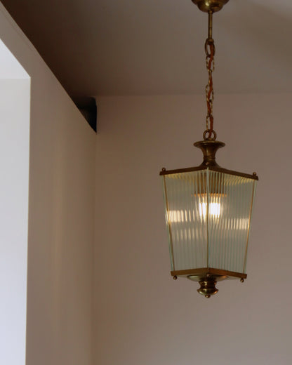 PAIR OF TAPERED BRASS LINED LANTERNS