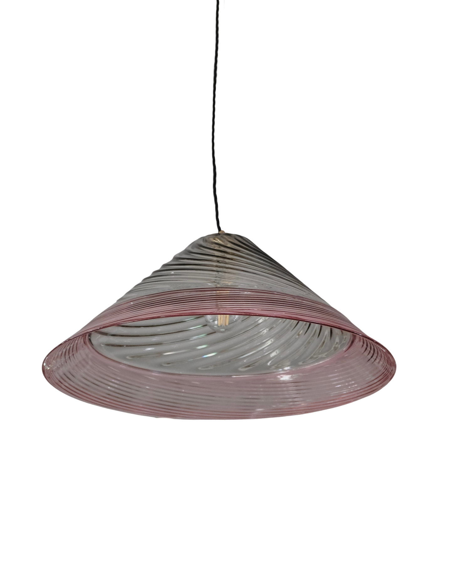 MURANO GLASS SWIRL PENDANT w. PINK DETAIL