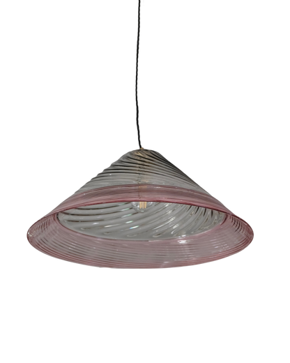 MURANO GLASS SWIRL PENDANT w. PINK DETAIL