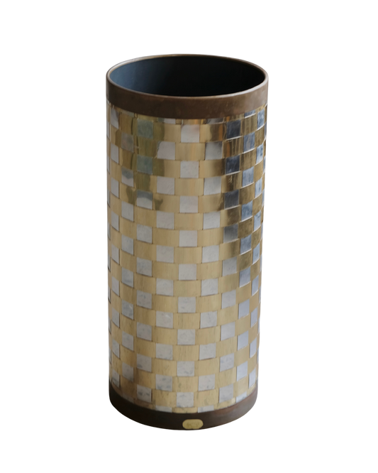 SILVER & BRASS CORSS HATCH UMBRELLA STAND