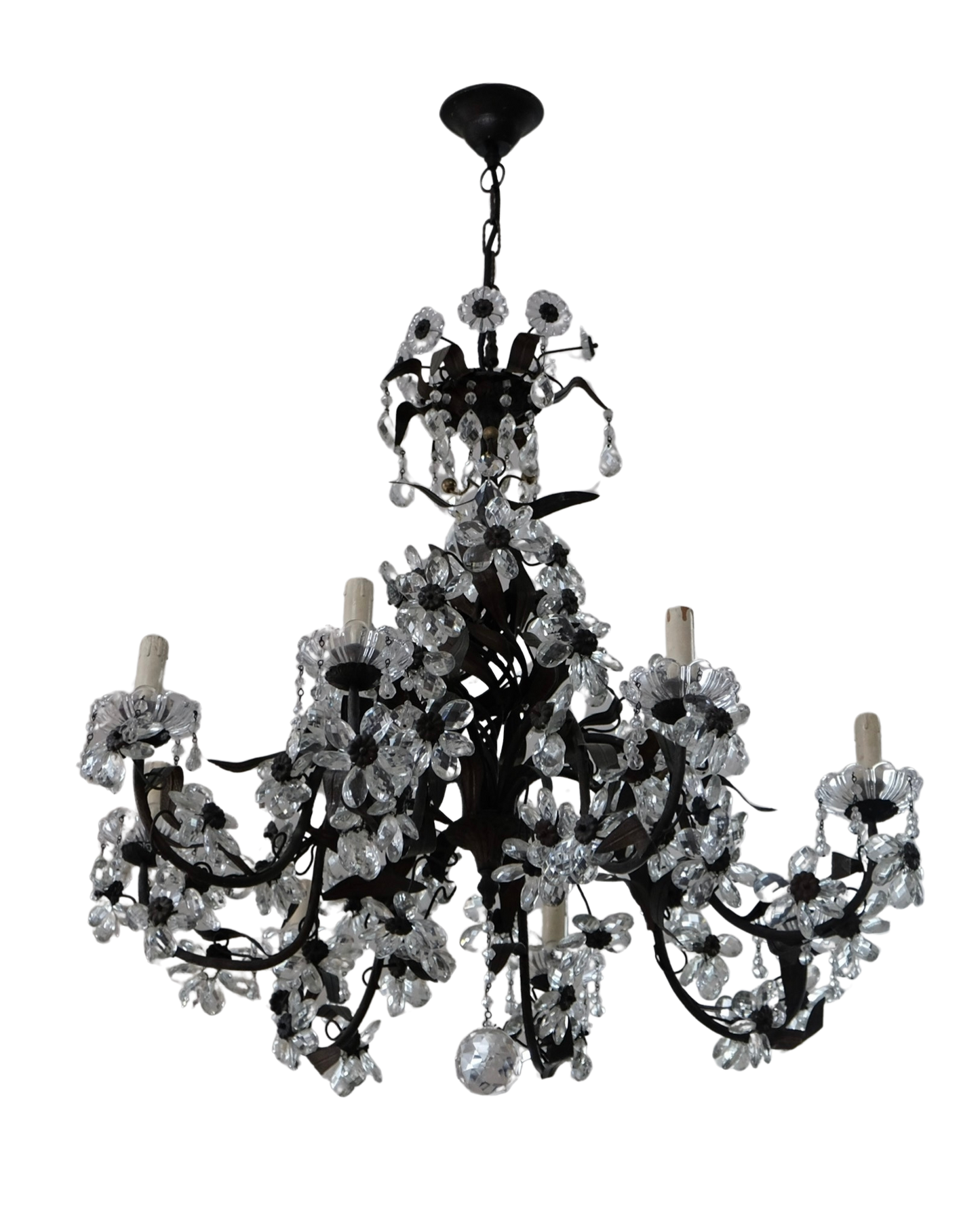 FLORENTINE CHANDELIER w. CRYSTAL ROSETTES