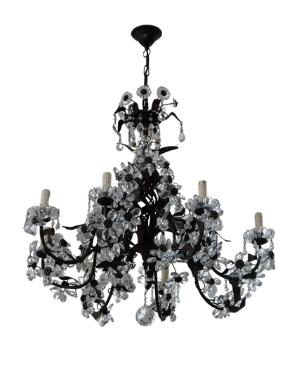 FLORENTINE CHANDELIER w. CRYSTAL ROSETTES