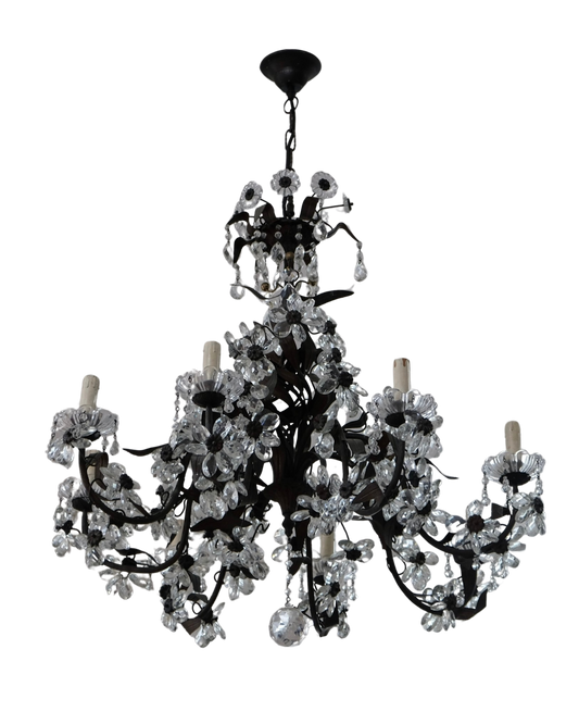 FLORENTINE CHANDELIER w. CRYSTAL ROSETTES