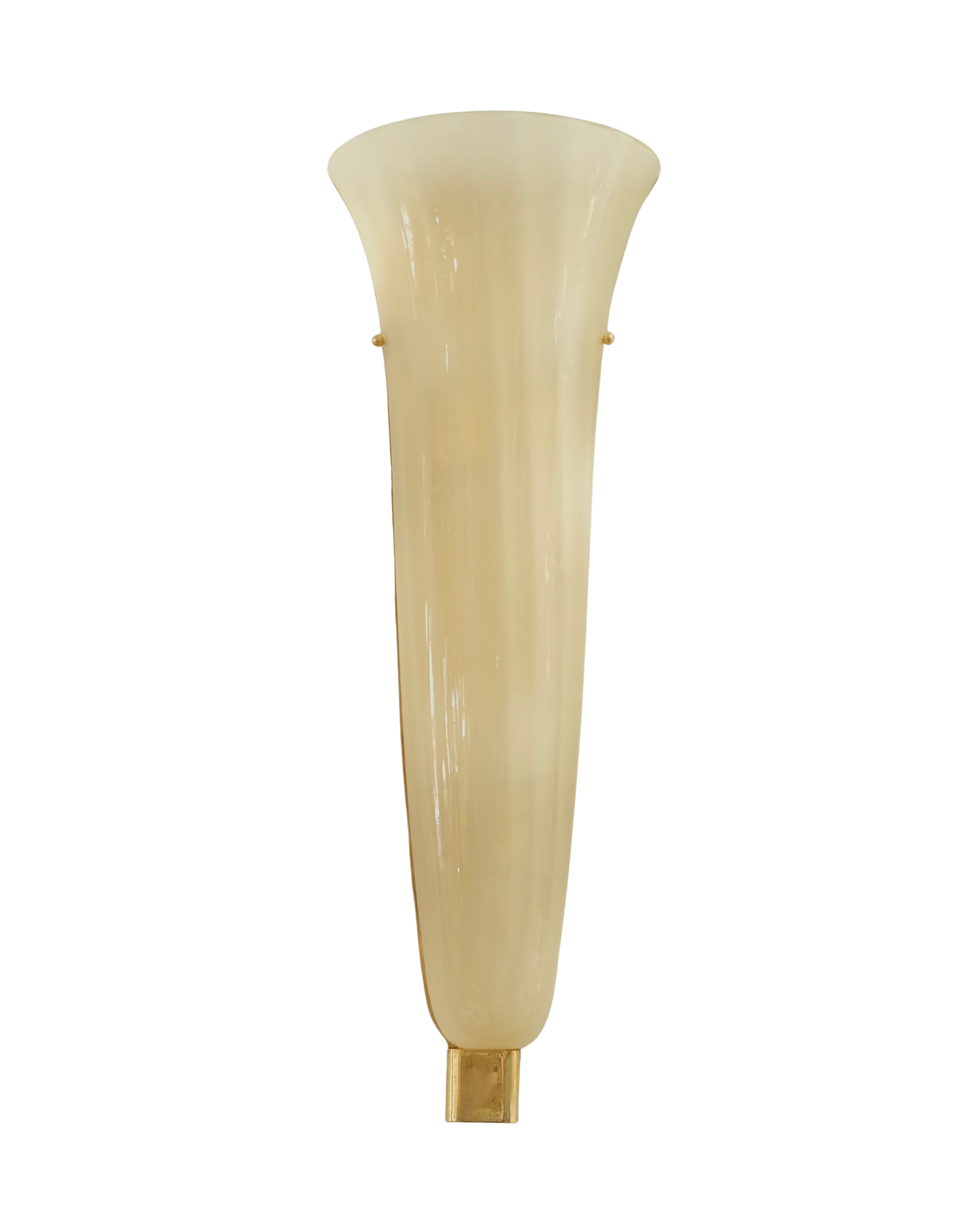 PAIR OF TAPERED AMBER MURANO GLASS OPALINE SCONCES
