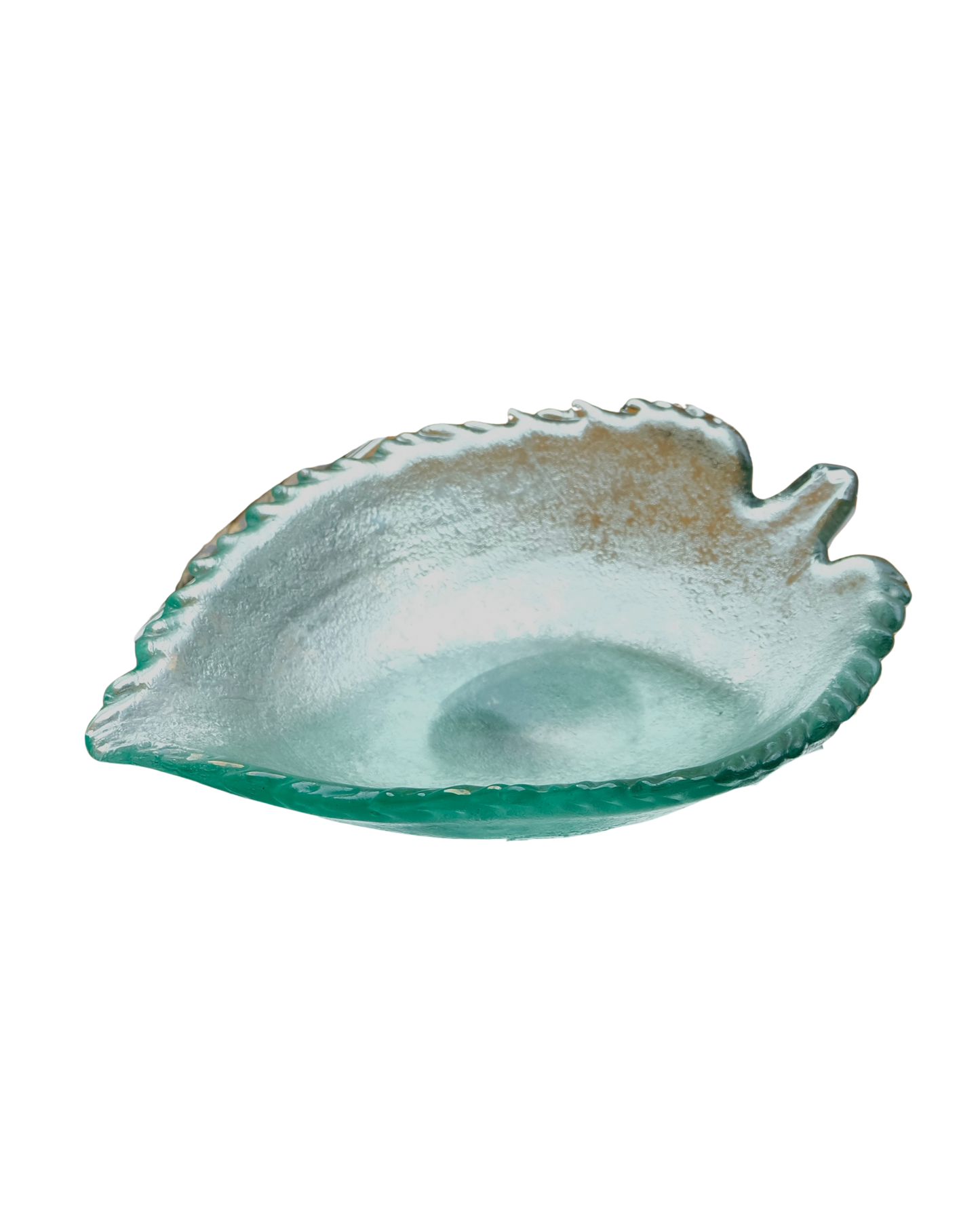 HAND BLOWN GLASS LEAF BOWL