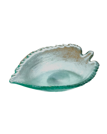 HAND BLOWN GLASS LEAF BOWL