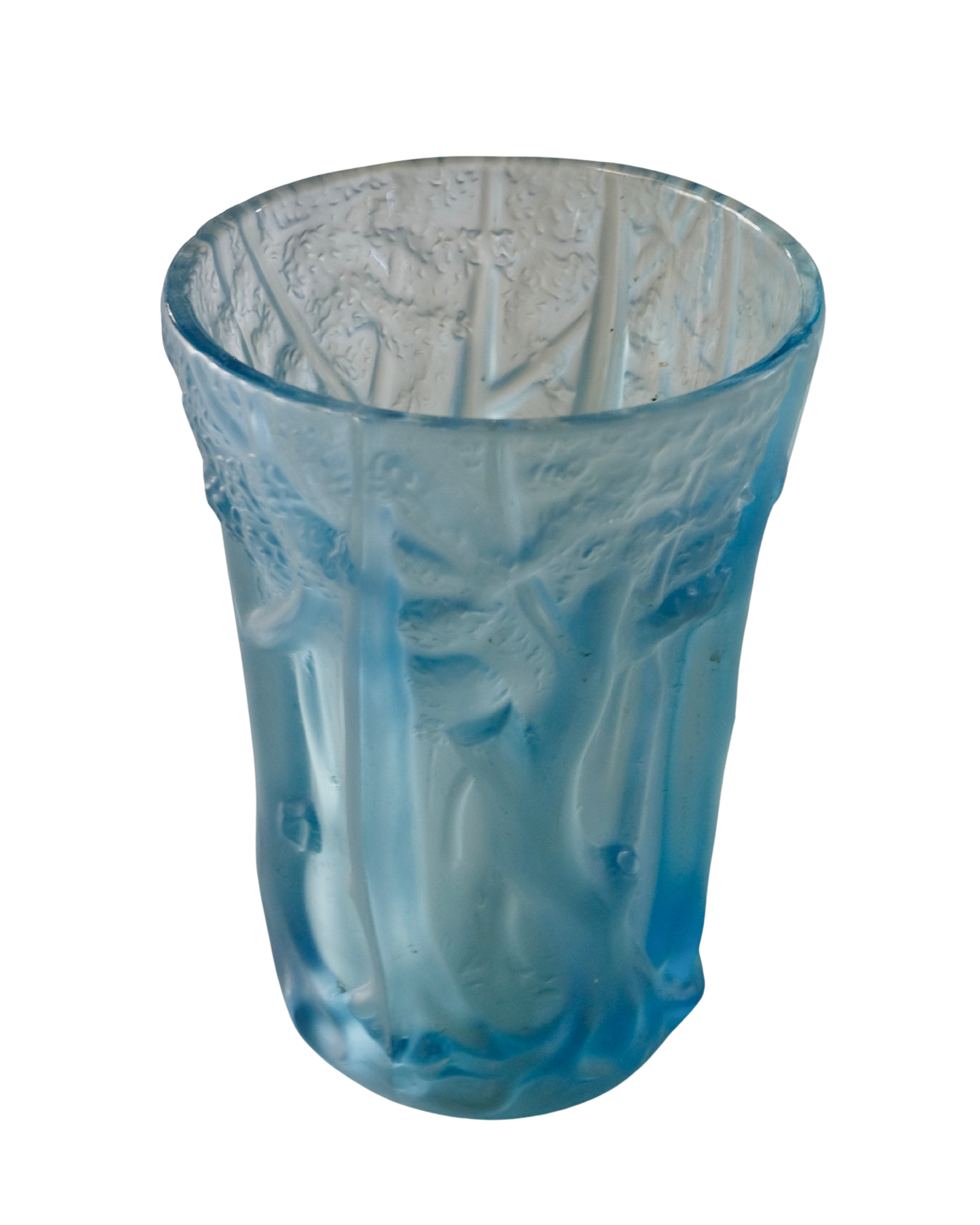 PAIR OF BLUE FOREST VASE w. FROSTED GLASS