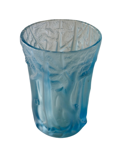 PAIR OF BLUE FOREST VASE w. FROSTED GLASS