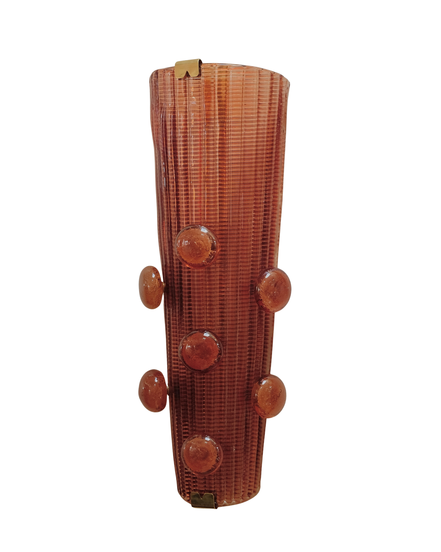 TRIO OF LARGE TANGERINE MURANO GLASS SCONCES w. APPLIED SPOTS