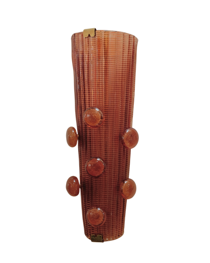 TRIO OF LARGE TANGERINE MURANO GLASS SCONCES w. APPLIED SPOTS