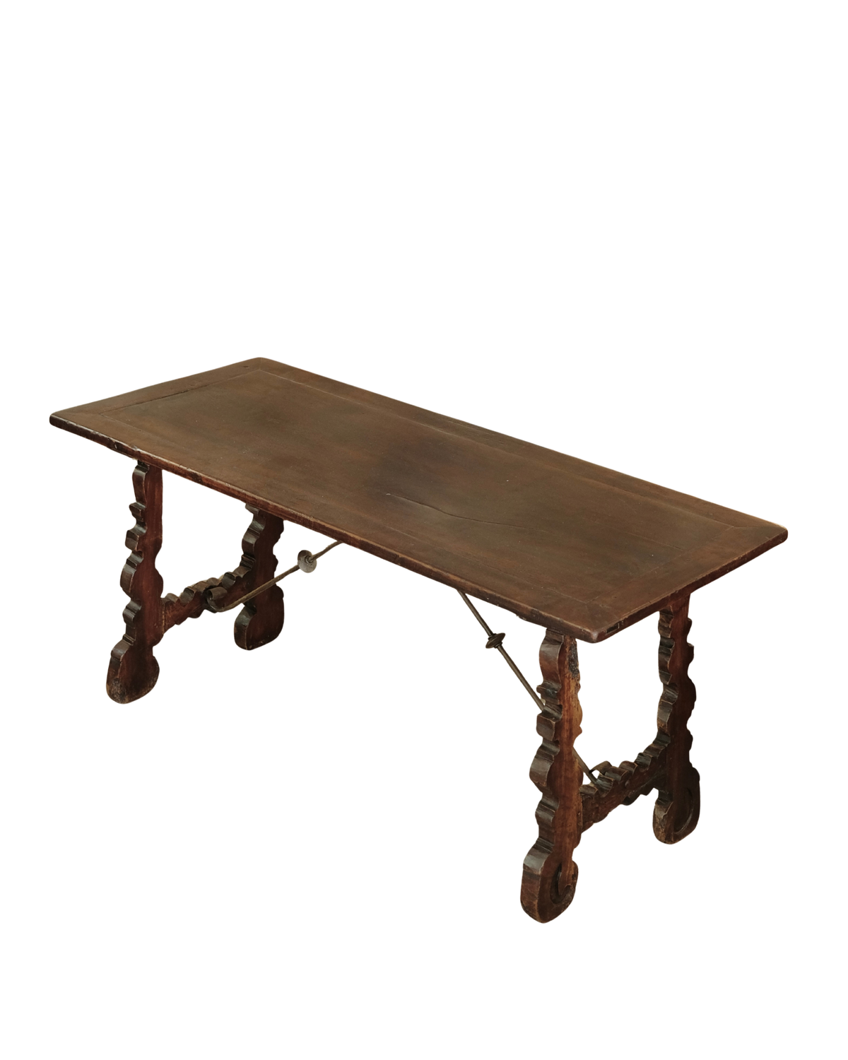 FRAMED WALNUT SPANISH DINING TABLE