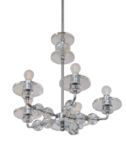 CHROME MODERNIST GLASS DISC PENDANT