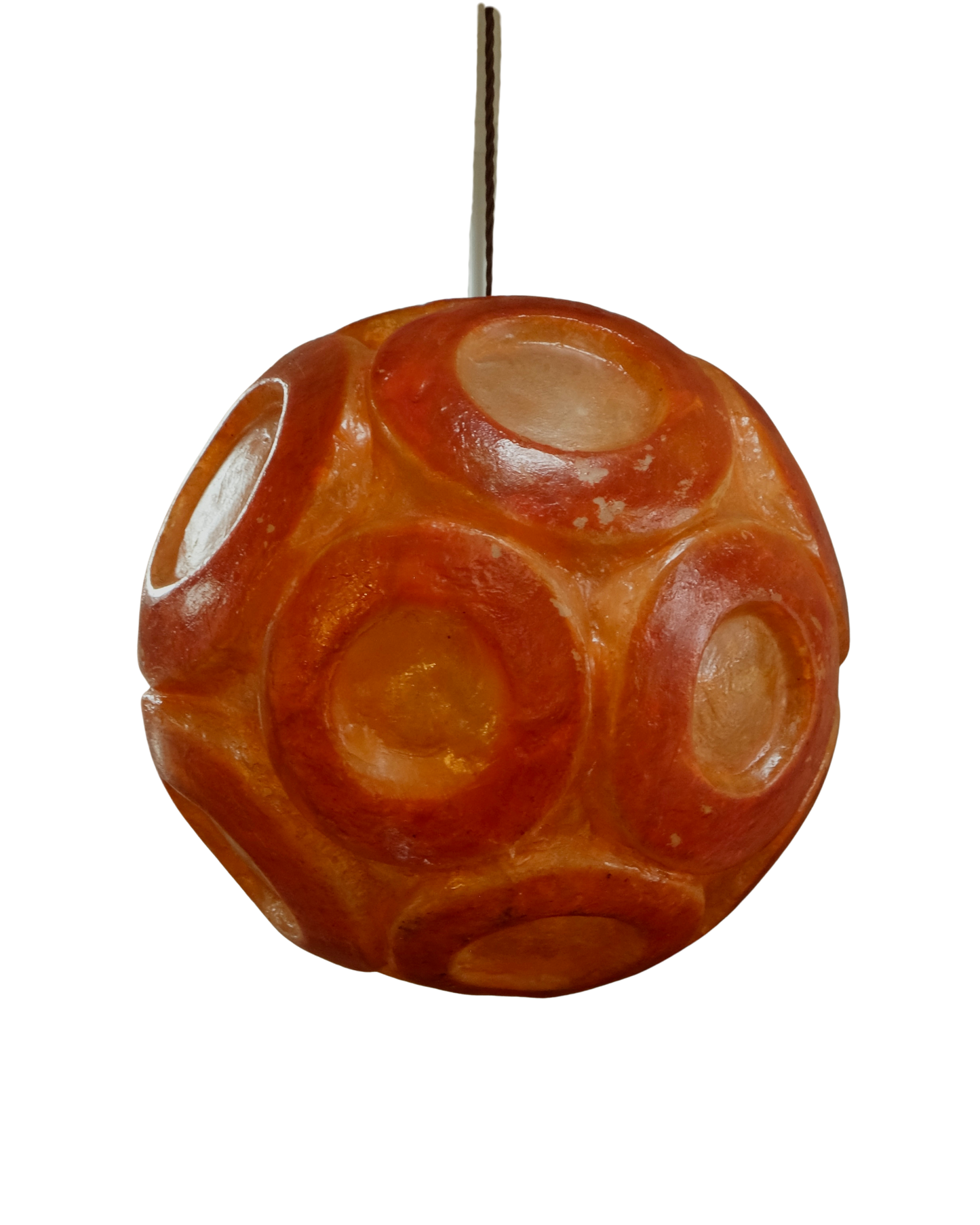 TEXTURED AMBER PLEXIGLASS PENDANT w. CIRCLE DETAIL