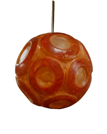 TEXTURED AMBER PLEXIGLASS PENDANT w. CIRCLE DETAIL
