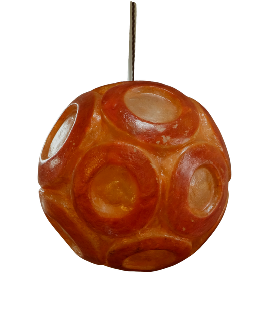 TEXTURED AMBER PLEXIGLASS PENDANT w. CIRCLE DETAIL