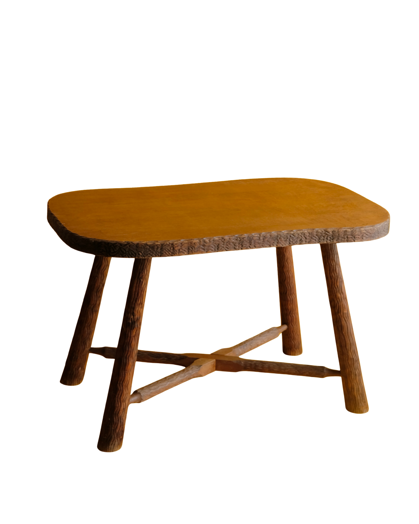 FRENCH HAND CARVED CROSS BASE TABLE