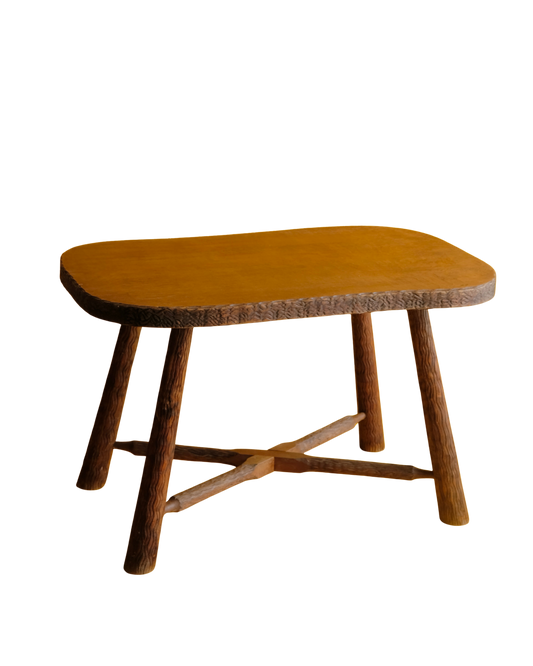 FRENCH HAND CARVED CROSS BASE TABLE