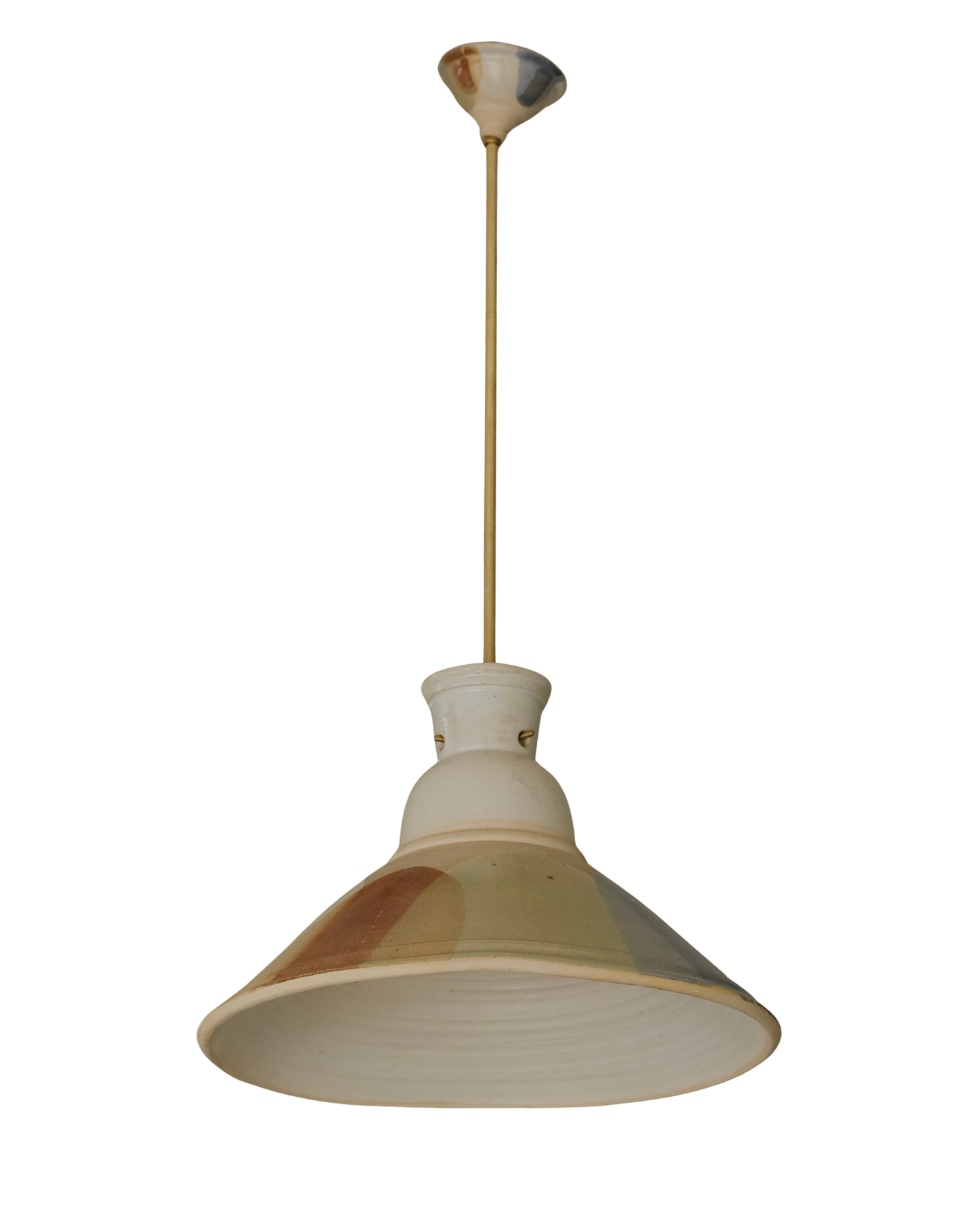 PAIR OF HAND PAINTED CERAMIC TAPERED PENDANTS