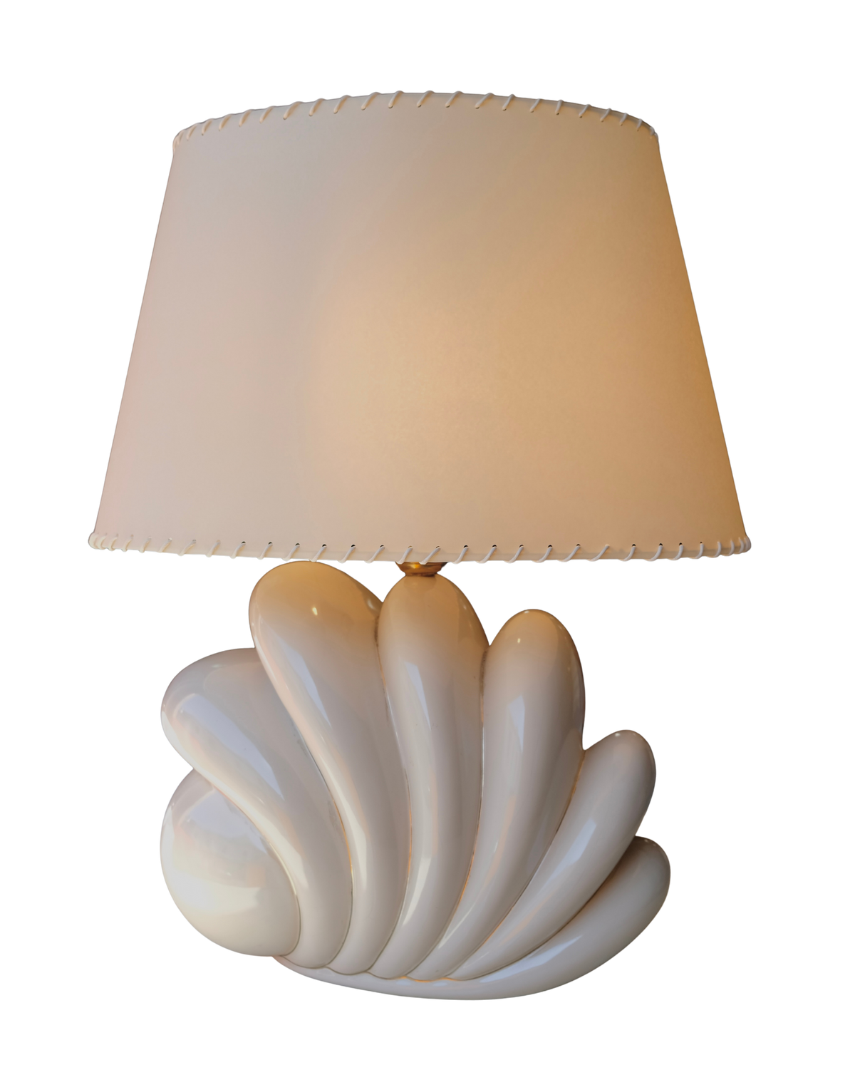 FRENCH POSTMODERN CERAMIC TABLE LAMP w. PARCHMENT SHADE