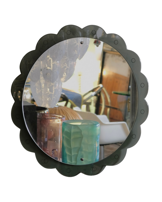 FLOWER SHAPED SMOKED GREEN FRAMED MIRROR