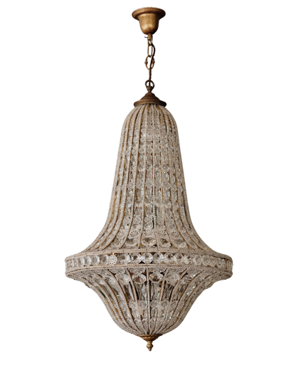 TAPERED CRYSTAL ENCLOSED BASKET CHANDELIER
