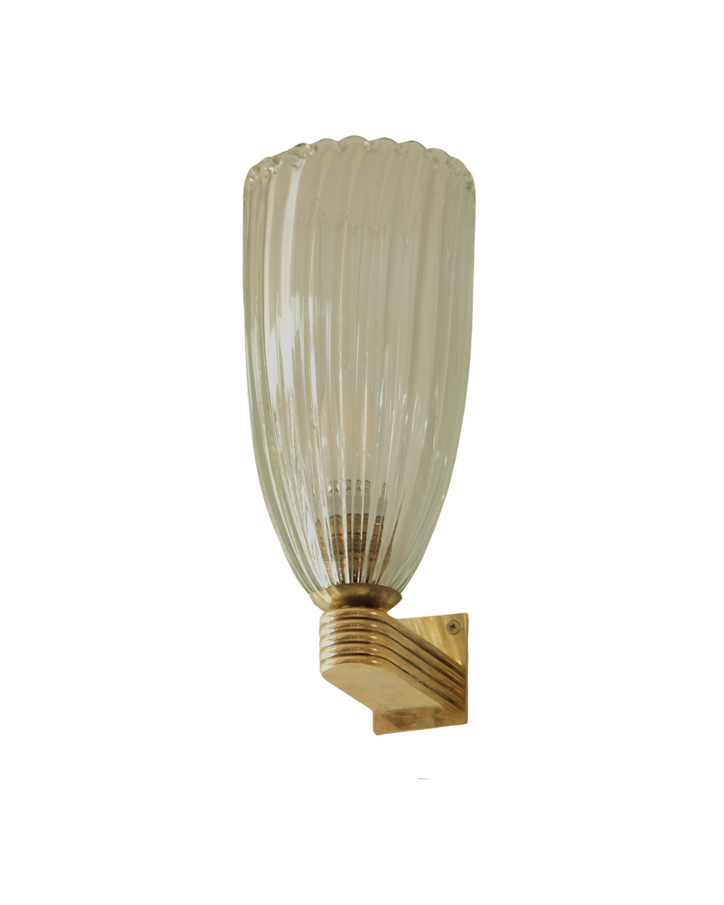PAIR OF NARROW FLUTED MURANO GLASS WALL SCONCES