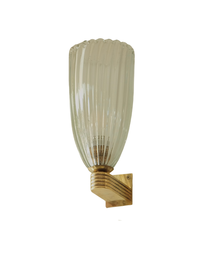 PAIR OF NARROW FLUTED MURANO GLASS WALL SCONCES