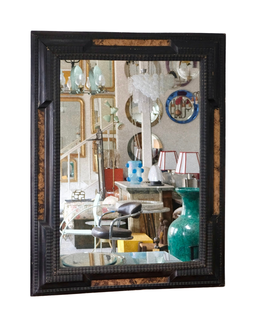 LARGE DUTCH BAROQUE MIRROR w. LIGHT TORTOISESHELL DETAIL