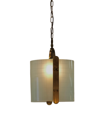 CROSS HATCH BRASS LINED PENDANT
