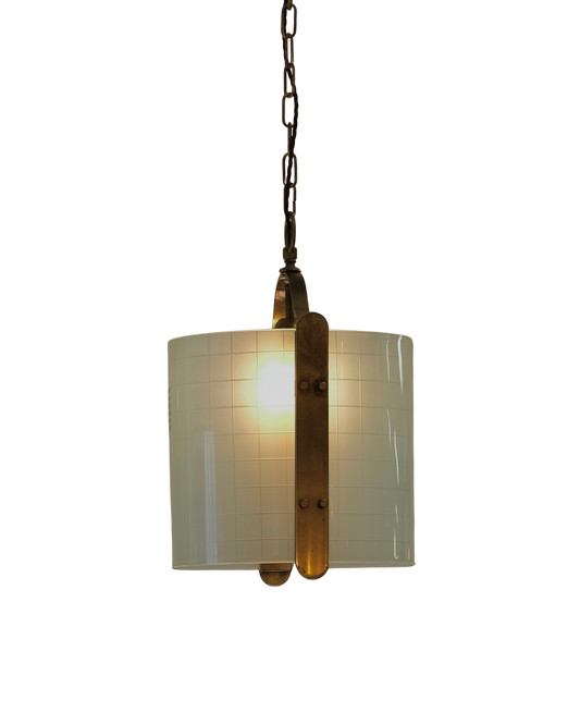 CROSS HATCH BRASS LINED PENDANT