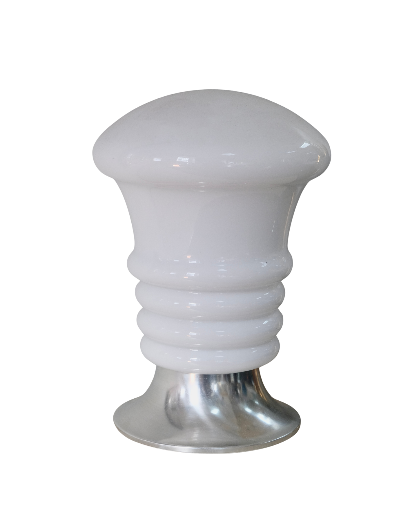 TAPERED GLASS GLOBE TABLE LAMP w. CHROME BASE