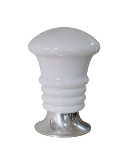 TAPERED GLASS GLOBE TABLE LAMP w. CHROME BASE