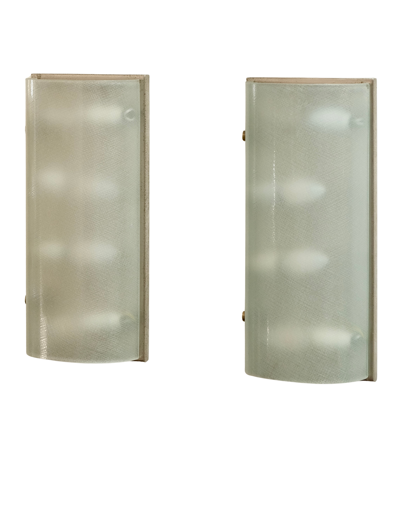 FOUR LIGHT TEXTURED FONTANA ARTE BRASS CLIP SCONCES