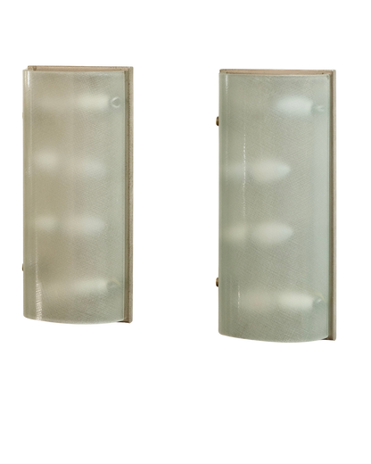 FOUR LIGHT TEXTURED FONTANA ARTE BRASS CLIP SCONCES