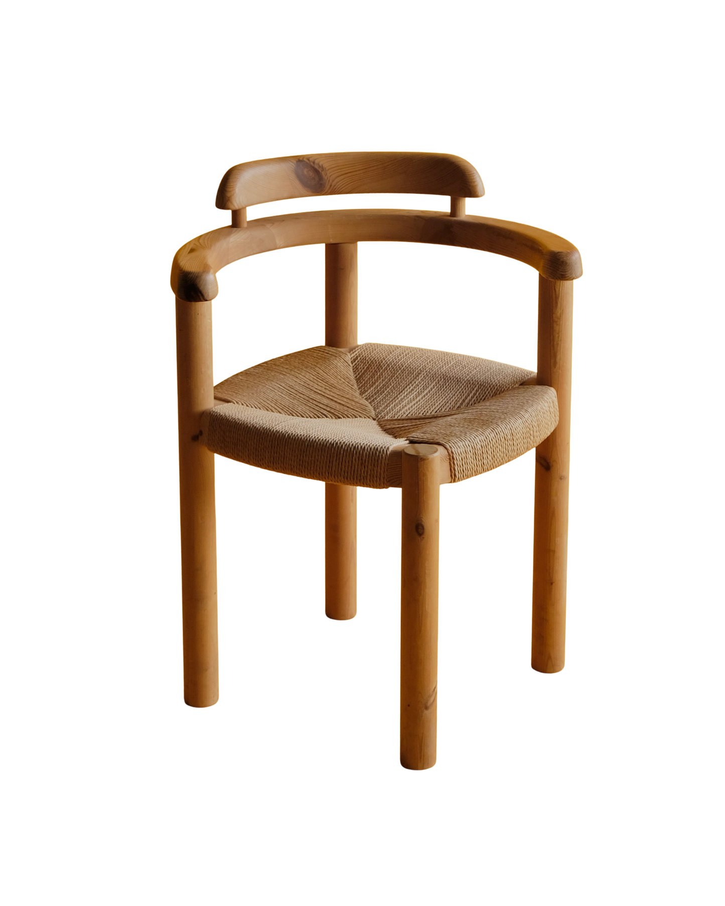 PAIR OF HAND CARVED RUSH PINE CORNER CHAIRS