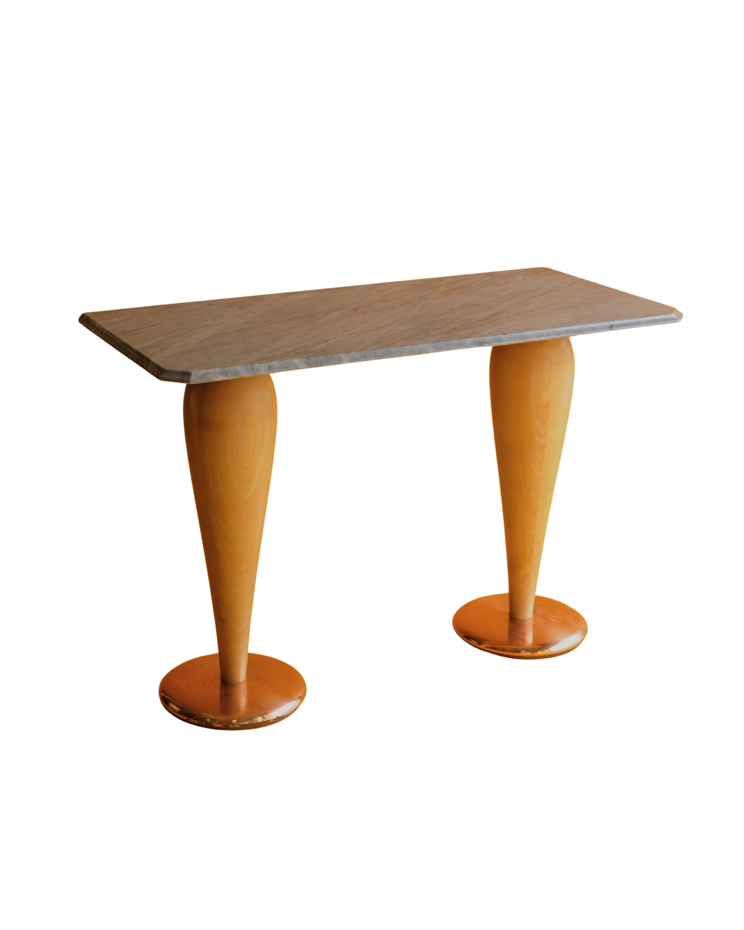 ART DECO TURNED OAK & MARBLE CONSOLE