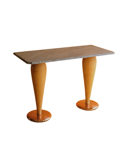 ART DECO TURNED OAK & MARBLE CONSOLE