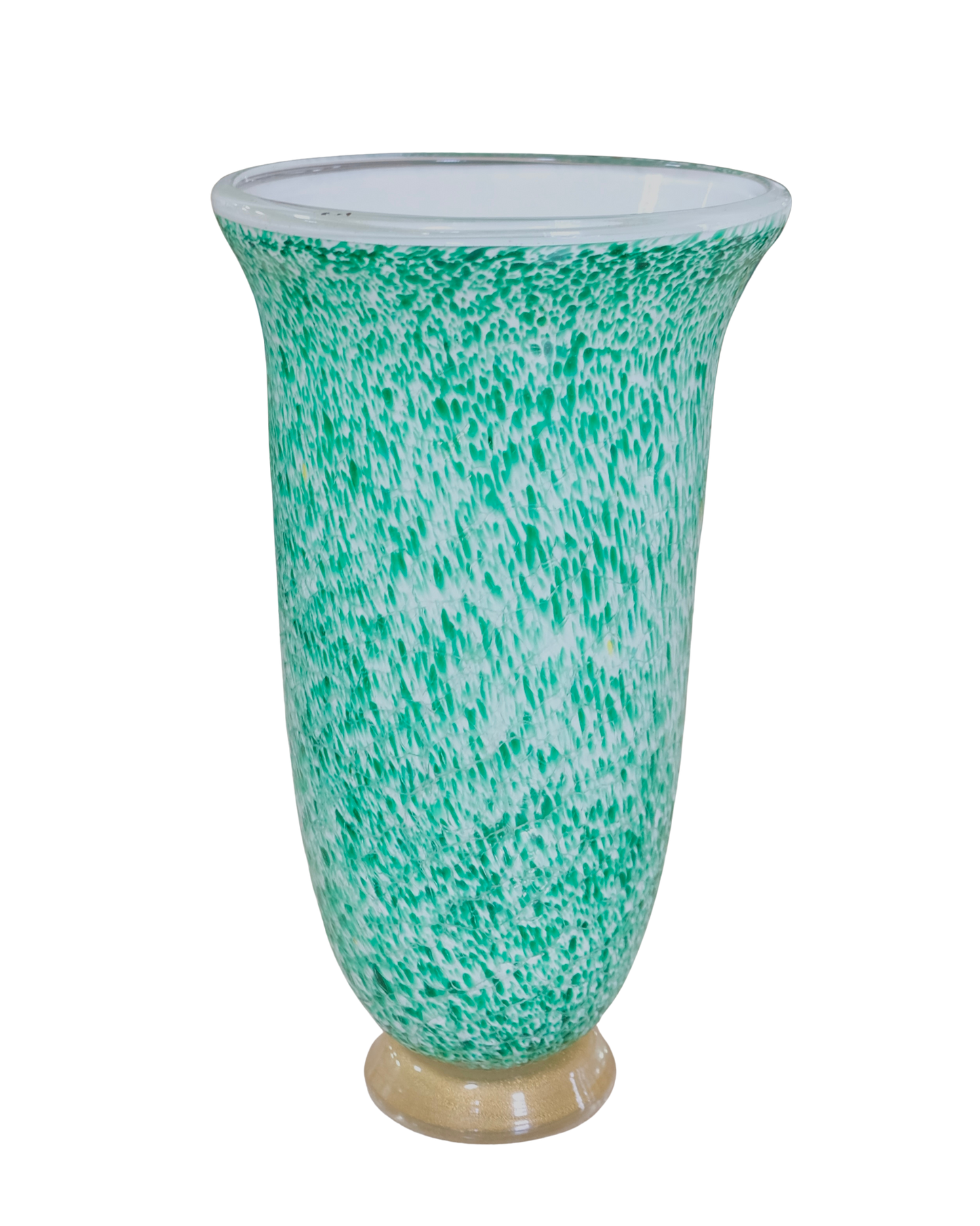 GREEN SPECKLED MURANO GLASS VASE