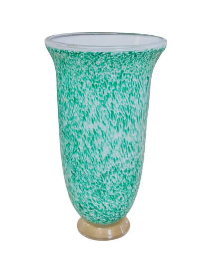 GREEN SPECKLED MURANO GLASS VASE
