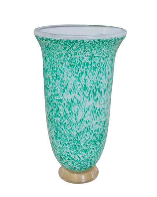 GREEN SPECKLED MURANO GLASS VASE