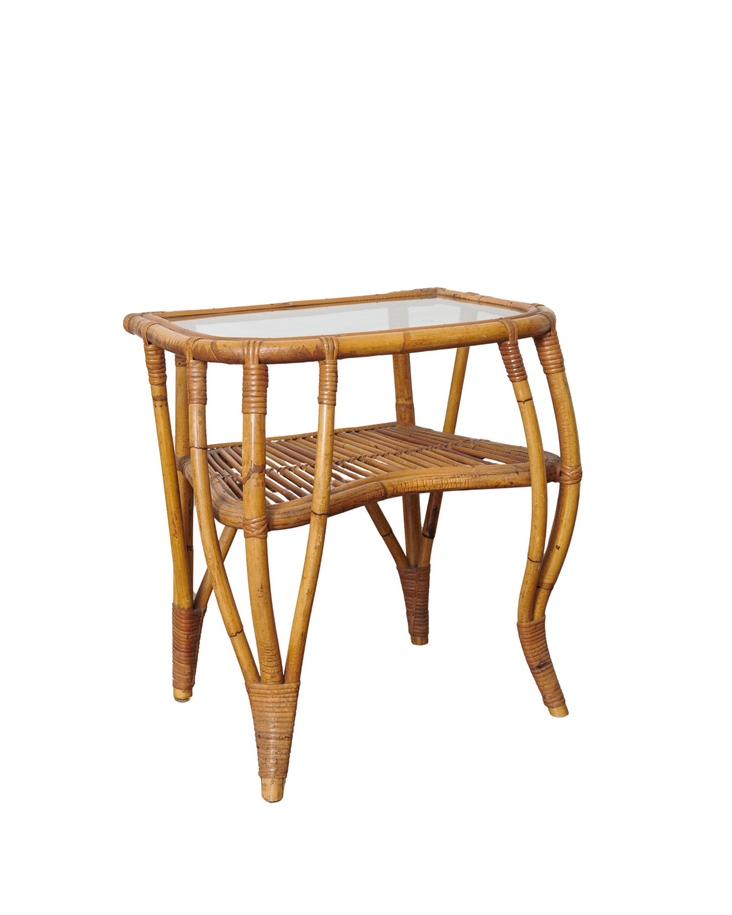 RATTAN SIDE TABLE & CHAIR SET