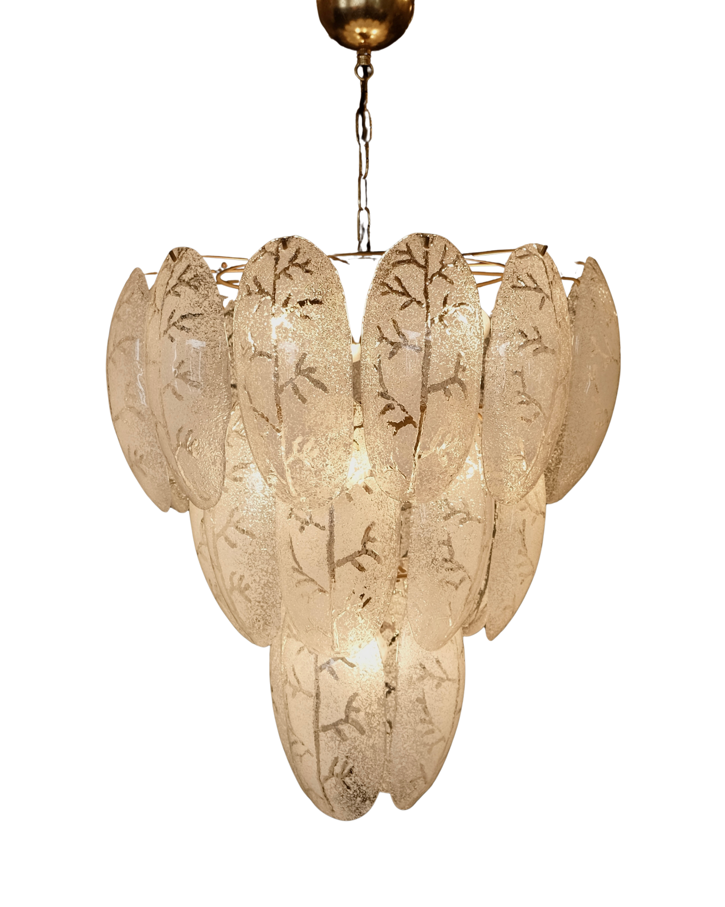 FROSTED MURANO GLASS LEAF CHANDELIER