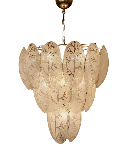 FROSTED MURANO GLASS LEAF CHANDELIER