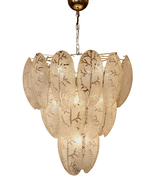 FROSTED MURANO GLASS LEAF CHANDELIER