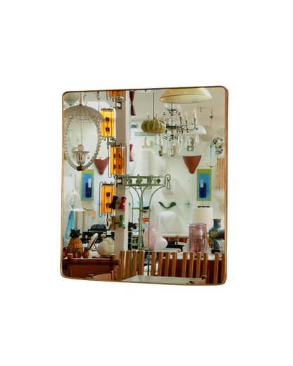 PAIR OF BRASS TAPERED MANTLE MIRRORS
