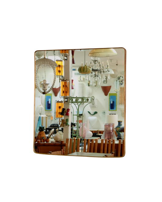 PAIR OF BRASS TAPERED MANTLE MIRRORS