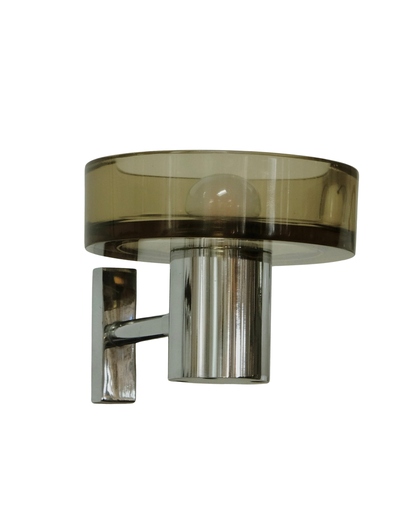 PAIR OF SEGUSO AMBER GLASS & CHROME WALL SCONCES