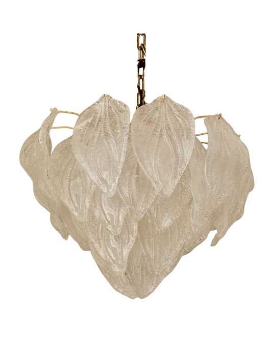 TEXTURED MURANO GLASS LEAF TEAR DROP CHANDELIER