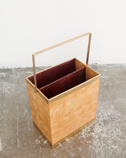 WOVEN MAGAZINE RACK w. BRASS DETAILING