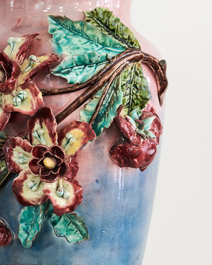 HANDCRAFTED CERAMIC VASE w. FLOWER MOTIF